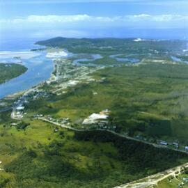 Aerial view looking south, Noosaville and Noosa River mouth, April 1974 