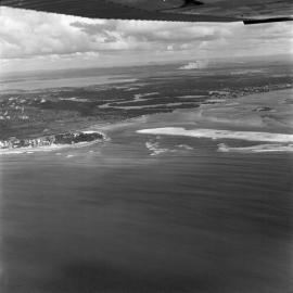 Aerial view mouth of Noosa River, Noosa Heads, 1972 