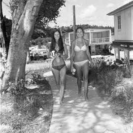 Bikini girls, Hastings Street, Noosa Heads, 1972 