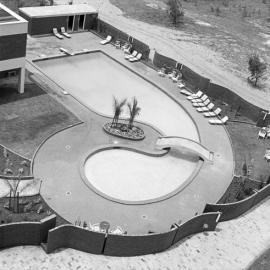 Aerial view Surfair swimming pool, Marcoola, 1971 