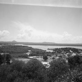 Aerial view, Noosa Heads, Noosa main beach and Hastings Street, 1967 