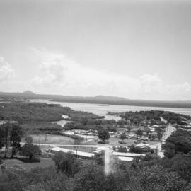 Aerial view Noosa Heads, Noosa main beach and Hastings Street, 1967 