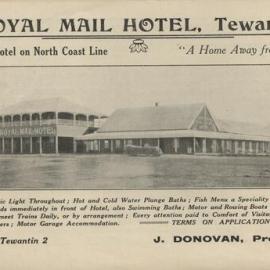 Donovan's Royal Mail Hotel, Tewantin, Advertisement,1927 