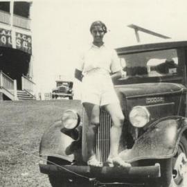 Miss Gilroy outside Martin's Hotel, Tewantin, mid-1930s