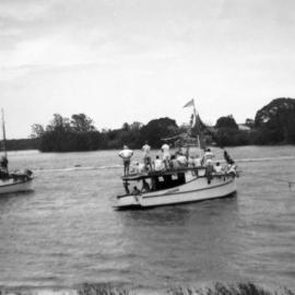 Decorated boats, Noosa River, Tewantin, ca 1940s