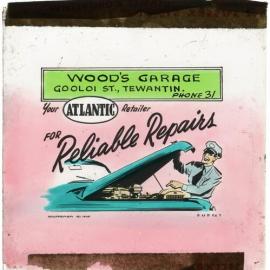 Wood's Garage, Theatre Advertisement, ca 1950s