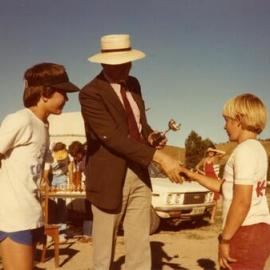 Trophy presentation, Sports Day, Kin Kin State School, Kin Kin, ca 1980s