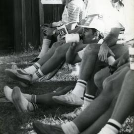 Trevor Bunney (middle sitting on ground) and tennis friends, Kin Kin