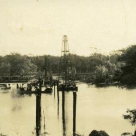 Construction, Weyba Creek Bridge, Weyba Creek, Noosaville, 1930