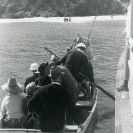Boating party,  Fraser Island shoreline, Fraser Island, August 1968