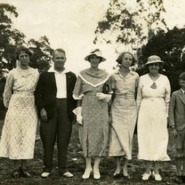 Mrs Everest (left), Olive Freeman (3rd left) and Selwyn Everest (far right)