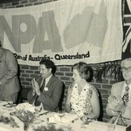 Dinner guests including Joh Bjelke-Petersen (standing), Gordon Simpson (next right)