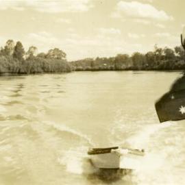 Dinghy in tow, Noosa River, 3 November 1949