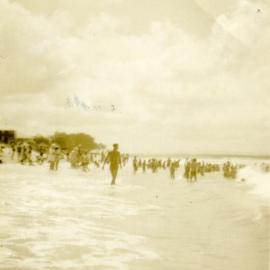 Crowds at the beach, Noosa Main Beach, Noosa Heads, 26 December 1948