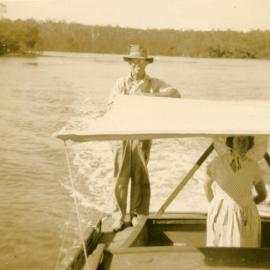 George Hay and Olive Freeman onboard "Miss Laguna II', Noosa River, 15 January 1949