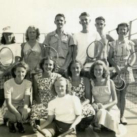 Tennis players, Laguna House, Hastings Street, Noosa Heads, 1948