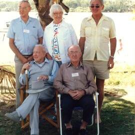 Clarence, Gladys and Victor Collins (back row) with Wid and Mick Collins (seated), Noosaville, ca 1970s