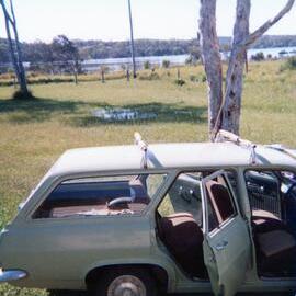 Drying out the car, 135 Lake Weyba Drive, Noosaville, ca 1979