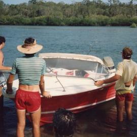 Brett, Wayne and Ricky Grice (l-r), Weyba Creek, Noosaville, 1990s