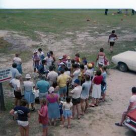 Ronnie Corbett (centre blue shirt and white peaked cap), The Jack Newton Celebrity Classic, Tewantin-Noosa Golf Course, Tewantin, December 1979