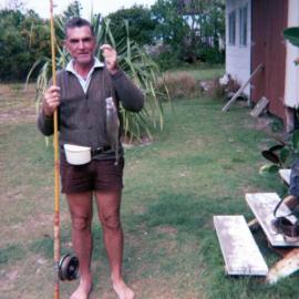 Don Grice and his catch, Teewah, Noosa North Shore, ca 1980s