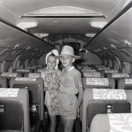 Cabin interior, East West Airlines plane, Maroochy Airport, 1970