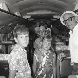 Cabin interior, East West Airlines plane, Maroochy Airport,  1970
