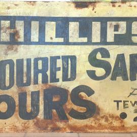 Phillips Coloured Sands Tours sign, circa 1960s