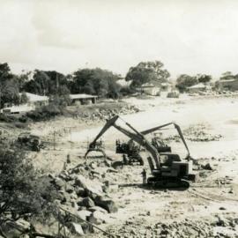 Construction, rock sea wall, Noosa Main Beach, Noosa Heads, 2 May 1969