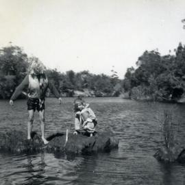 Carl and Elissa Freeman, upper reaches, Noosa River, 16 August 1971