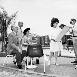Duke and Duchess of Bedford and Lady Fairfax, Surfair International Hotel, Marcoola, October 1971