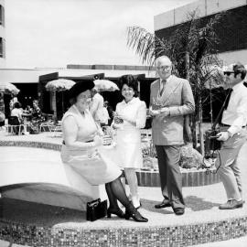 Duchess of Bedford, Lady Fairfax and the Duke of Bedford, Surfair International Hotel, Marcoola, October 1971