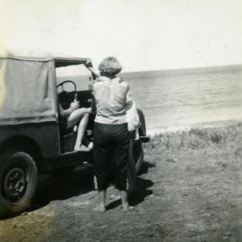 Enjoying the seaside view, ca 1956