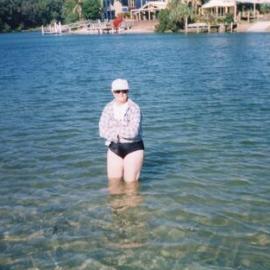 Chilly dip, Pam Grice, Weyba Creek, Noosa Heads, ca 2003