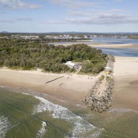 Drone view, Noosa River Mouth Rock Groyne, Noosa Heads, 23 May 2018