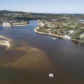 Drone view, Noosa River and Weyba Creek, Noosaville, 30 May 2018