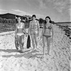 Bikini models, Noosa Main Beach, 1971