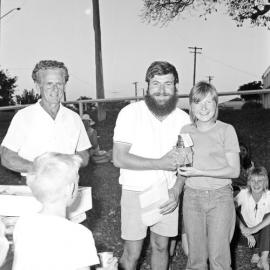 Cr Ned Earl (l) and Bill Griffiths presenting an award, Tewantin, August 1971