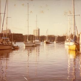 Boats moored, Brisbane River, April 1987