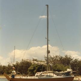 'Penguin' anchored, Noosa Woods, Noosa Heads, 9 December, 1987