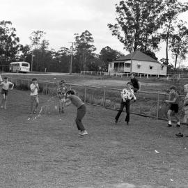 Egg tossing, Pomona State School 75th Jubilee Anniversary celebrations, Pomona, 28 October 1972