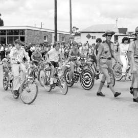 Decorated bicycles, Pomona State School 75th Jubilee Anniversary celebrations parade,  Pomona, November 1972.